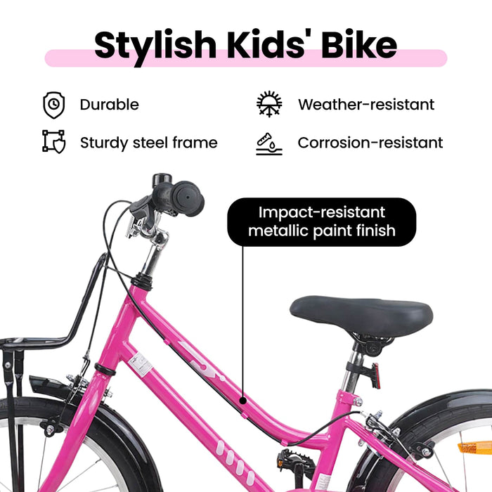 Bicicletă pentru Copii 18 Inci pentru 5-7 ani Roz și Negru WALTI