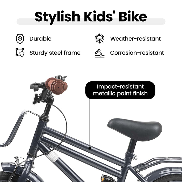Bicicletă pentru Copii 16 Inci pentru 4-6 ani Gri închis WALTI