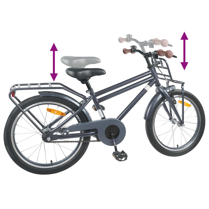 Bicicletă pentru Copii 18 Inci pentru 5-7 ani Gri închis - WALTI WALTI