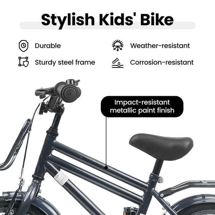 Bicicletă pentru Copii 12 Inci pentru 2-4 ani Gri închis WALTI
