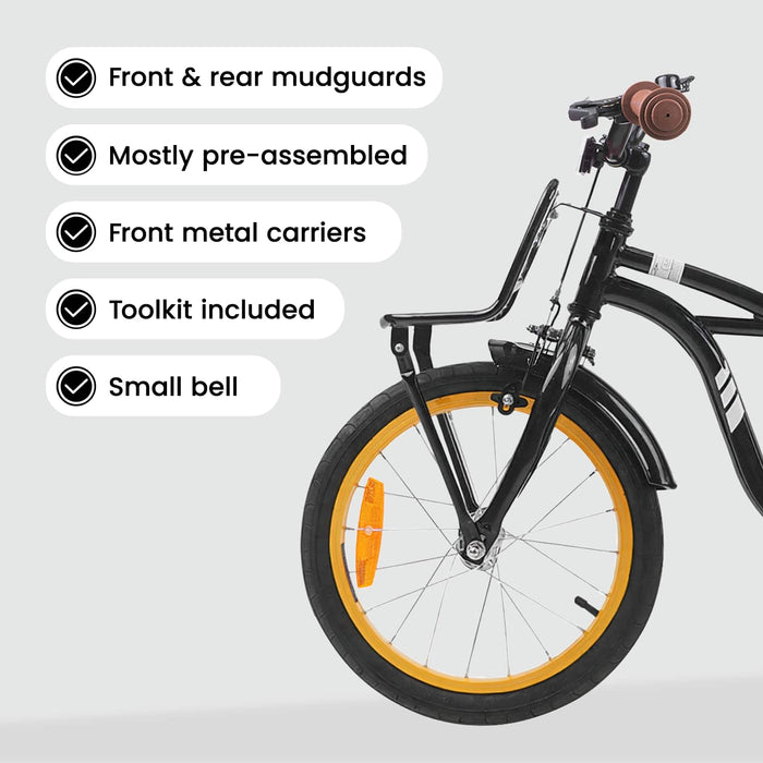 Bicicletă pentru Copii 16 Inci pentru 4-6 ani Negru WALTI