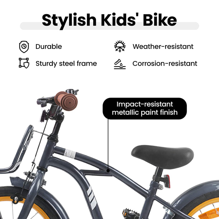 Bicicletă pentru Copii 16 Inci pentru 4-6 ani Gri închis WALTI