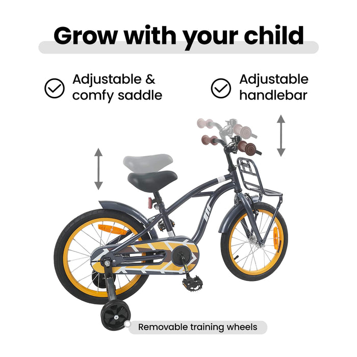 Bicicletă pentru Copii 16 Inci pentru 4-6 ani Gri închis WALTI