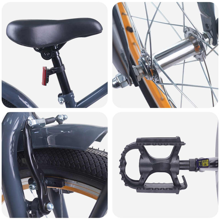 Bicicletă pentru Copii 18 Inci pentru 5-7 ani Gri închis - WALTI WALTI