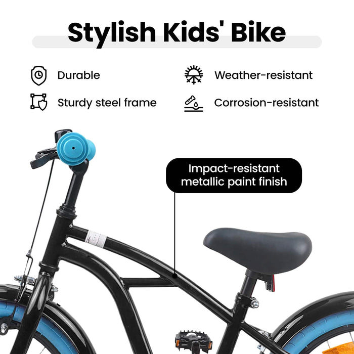 Bicicletă pentru Copii 16 Inci pentru 4-6 ani Negru WALTI