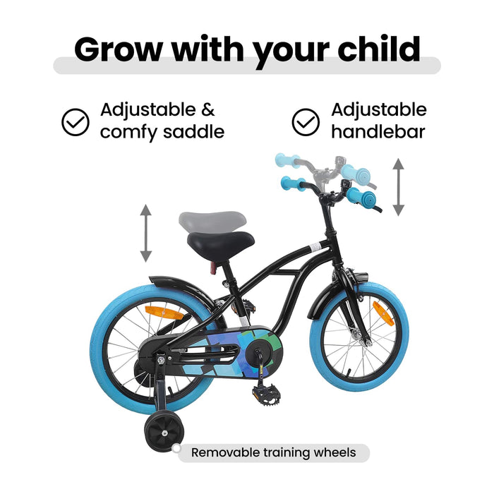 Bicicletă pentru Copii 16 Inci pentru 4-6 ani Negru WALTI