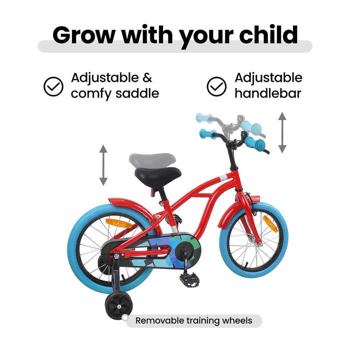 Bicicletă pentru Copii 16 Inci pentru 4-6 ani Roșu WALTI