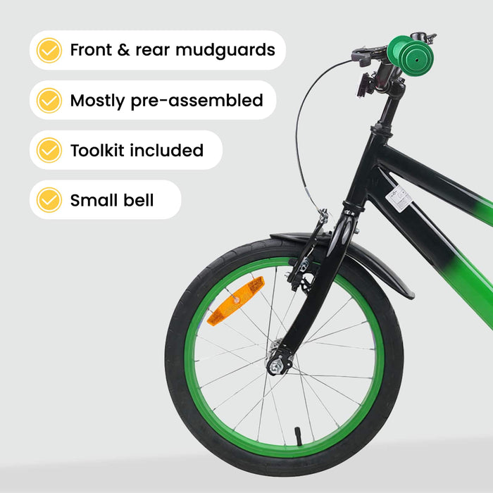 Bicicletă pentru Copii 16 Inci pentru 4-6 ani Verde Negru WALTI