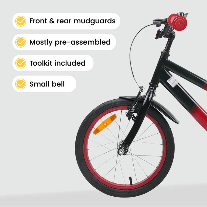 Bicicletă pentru Copii 16 Inci pentru 4-6 ani Roșu Negru WALTI