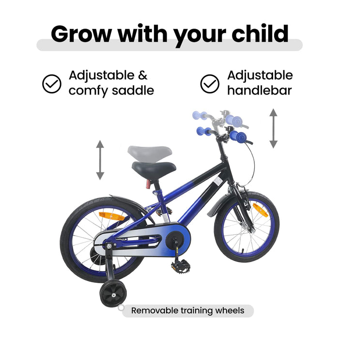 Bicicletă pentru Copii 16 Inci pentru 4-6 ani Albastru Negru WALTI