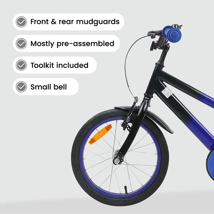 Bicicletă pentru Copii 16 Inci pentru 4-6 ani Albastru Negru WALTI