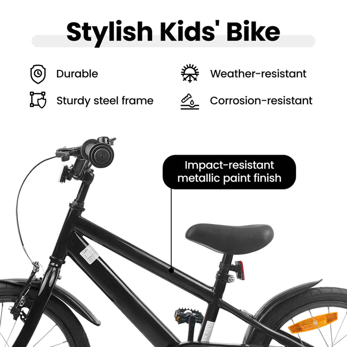 Bicicletă pentru Copii 16 Inci pentru 4-6 ani Negru WALTI
