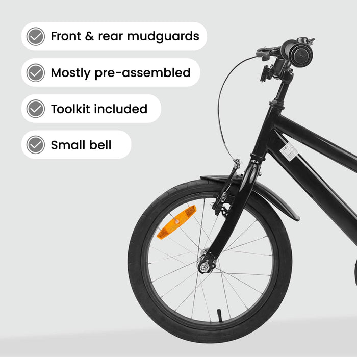 Bicicletă pentru Copii 16 Inci pentru 4-6 ani Negru WALTI