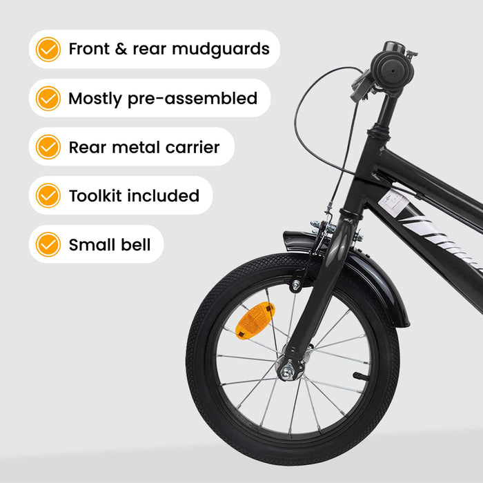 Bicicletă pentru Copii 12 Inci pentru 2-4 ani Negru WALTI