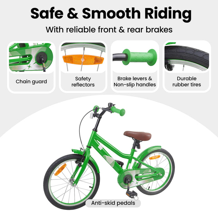 Bicicletă pentru Copii 18 Inci pentru 5-7 ani Verde WALTI