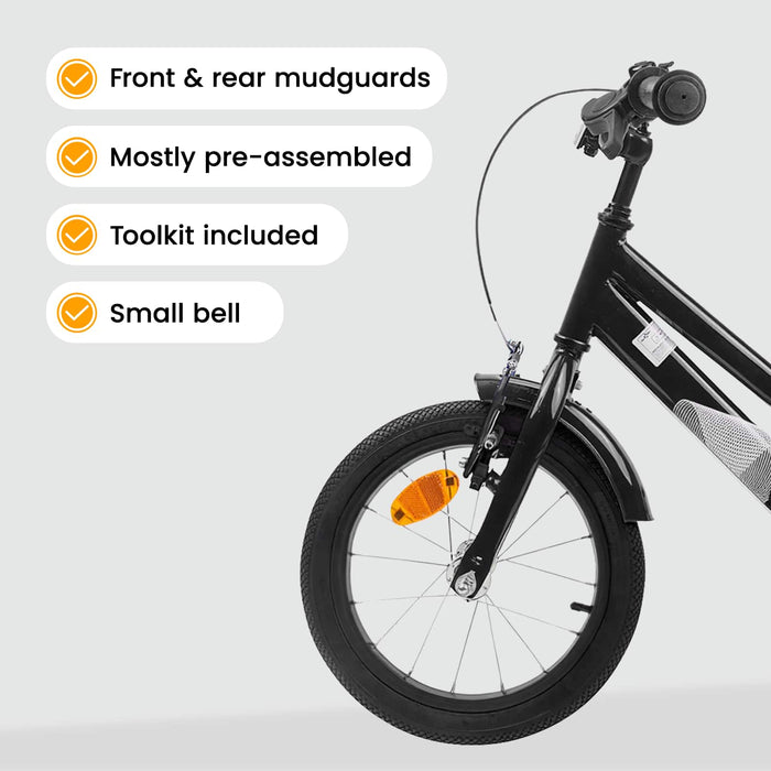 Bicicletă pentru Copii 12 Inci pentru 2-4 ani Negru WALTI
