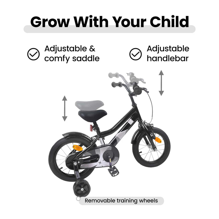 Bicicletă pentru Copii 14 Inci pentru 3-5 ani Negru WALTI