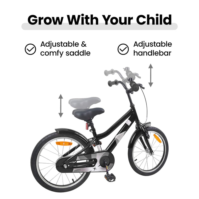 Bicicletă pentru Copii 18 Inci pentru 5-7 ani Negru WALTI