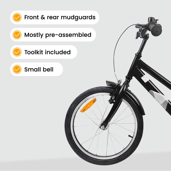 Bicicletă pentru Copii 18 Inci pentru 5-7 ani Negru WALTI