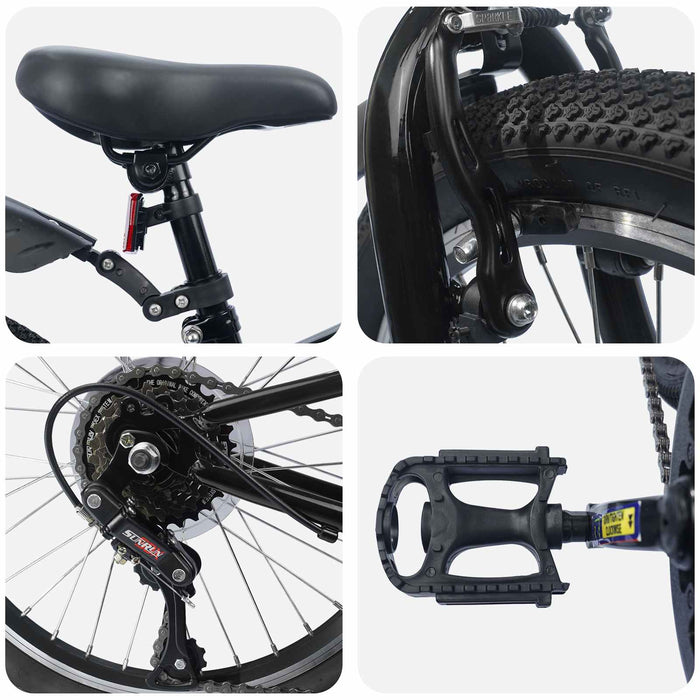 Bicicletă pentru Copii 20 Inci 6-Speed pentru 6-11 ani Negru - WALTI WALTI
