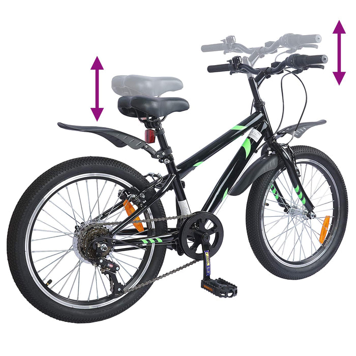 Bicicletă pentru Copii 20 Inci 6-Speed pentru 6-11 ani Negru - WALTI WALTI