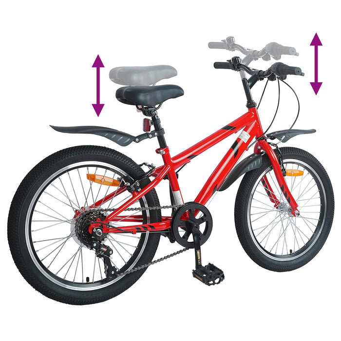 Bicicletă pentru Copii 20 Inci 6-Speed pentru 6-11 ani Roșu - WALTI WALTI