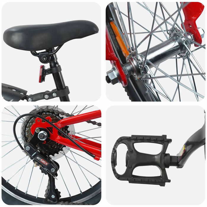 Bicicletă pentru Copii 24 Inci 6-Speed pentru 8-12 ani Roșu - WALTI WALTI