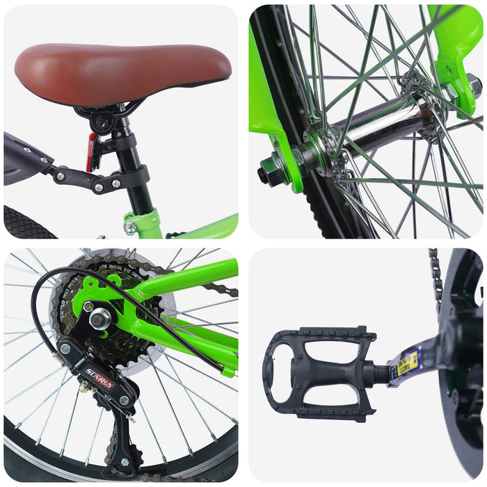 Bicicletă pentru Copii 20 Inci 6-Speed pentru 6-11 ani Verde - WALTI WALTI