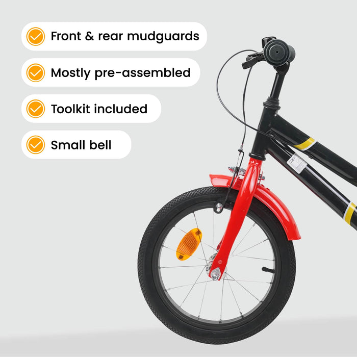 Bicicletă pentru Copii 12 Inci pentru 2-4 ani Negru Roșu WALTI