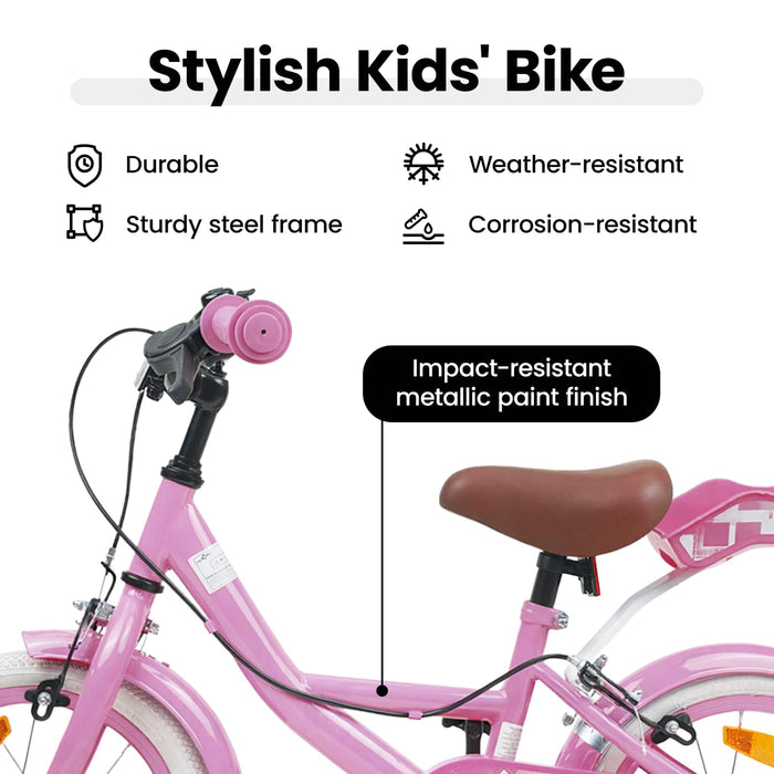 Bicicletă pentru Copii 14 Inci pentru 3-5 ani Roz deschis WALTI