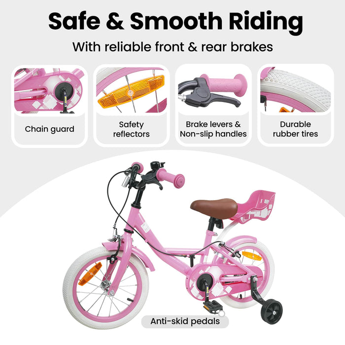 Bicicletă pentru Copii 14 Inci pentru 3-5 ani Roz deschis WALTI