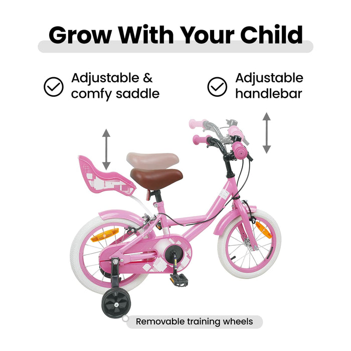 Bicicletă pentru Copii 14 Inci pentru 3-5 ani Roz deschis WALTI