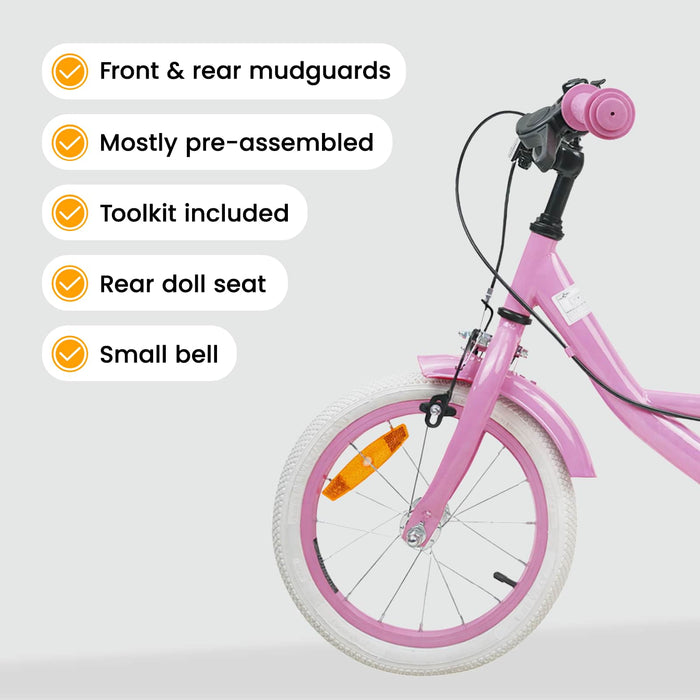 Bicicletă pentru Copii 16 Inci pentru 4-6 ani Roz deschis WALTI