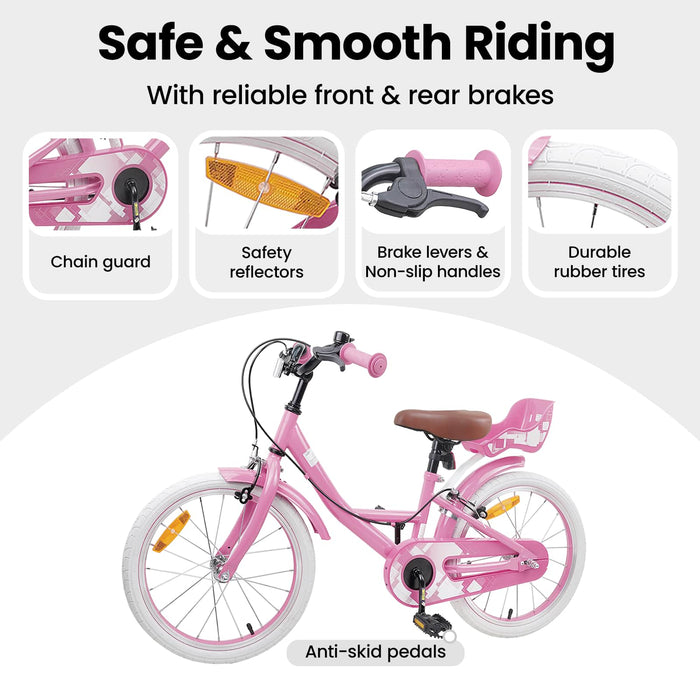 Bicicletă pentru Copii 18 Inci pentru 5-7 ani Roz deschis WALTI