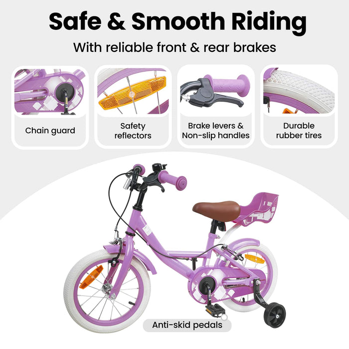 Bicicletă pentru Copii 16 Inci pentru 4-6 ani Violet WALTI