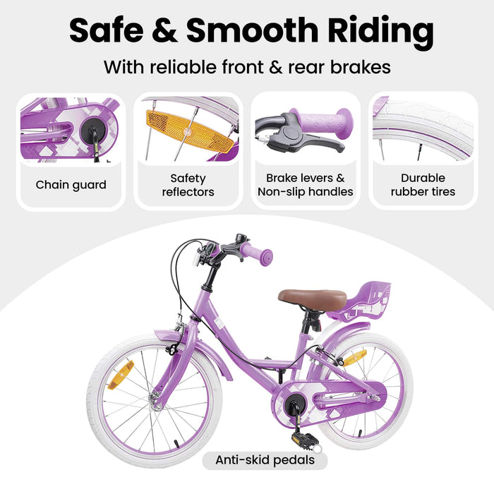 Bicicletă pentru Copii 18 Inci pentru 5-7 ani Violet WALTI