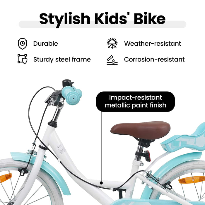 Bicicletă pentru Copii 18 Inci pentru 5-7 ani Alb WALTI