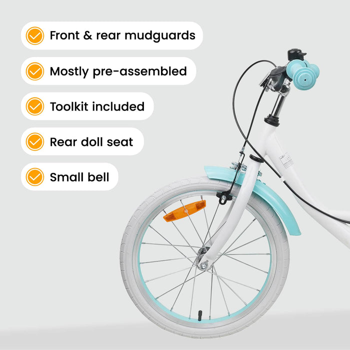 Bicicletă pentru Copii 18 Inci pentru 5-7 ani Alb WALTI