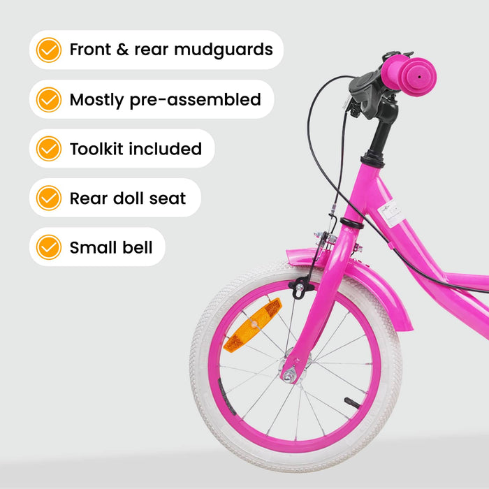 Bicicletă pentru Copii 12 Inci pentru 2-4 ani Roz WALTI