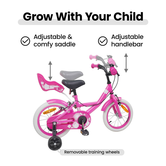 Bicicletă pentru Copii 14 Inci pentru 3-5 ani Roz WALTI