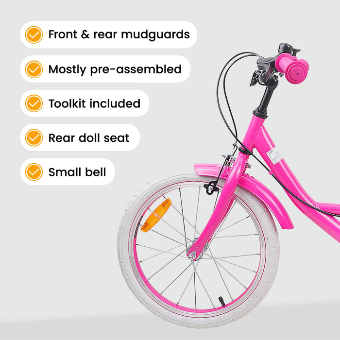 Bicicletă pentru Copii 18 Inci pentru 5-7 ani Roz WALTI
