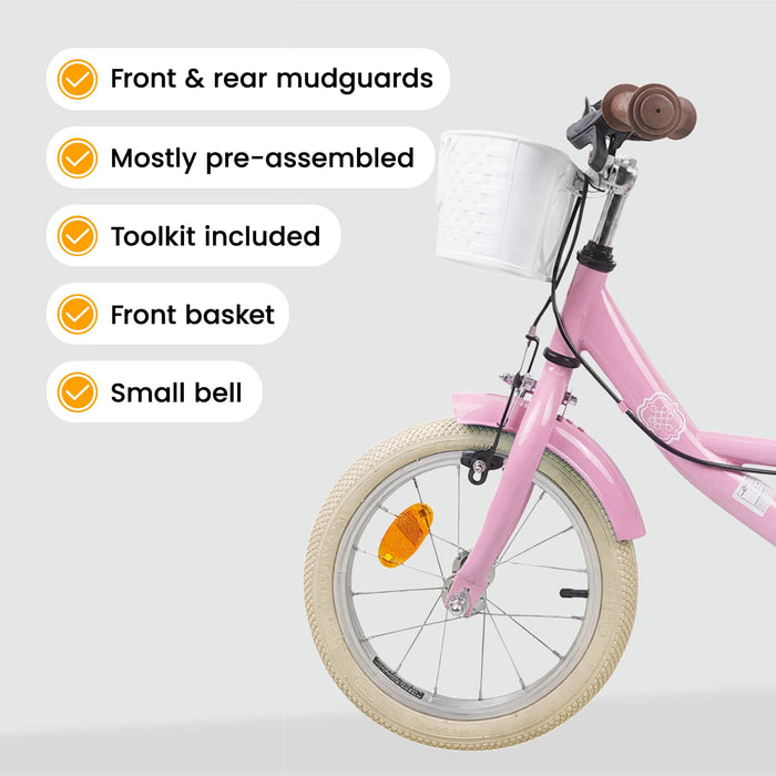 Bicicletă pentru Copii 12 Inci pentru 2-4 ani Roz deschis WALTI