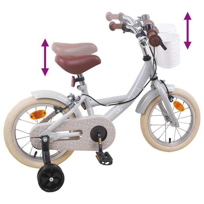 Bicicletă pentru Copii 14 Inci pentru 3-5 ani Gri deschis - WALTI WALTI