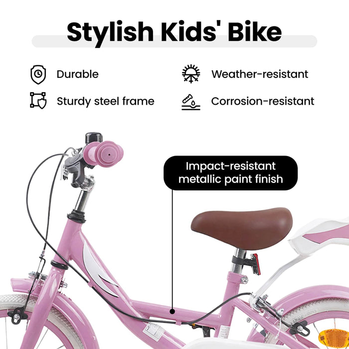 Bicicletă pentru Copii 14 Inci pentru 3-5 ani Roz deschis WALTI