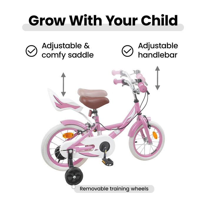 Bicicletă pentru Copii 14 Inci pentru 3-5 ani Roz deschis WALTI