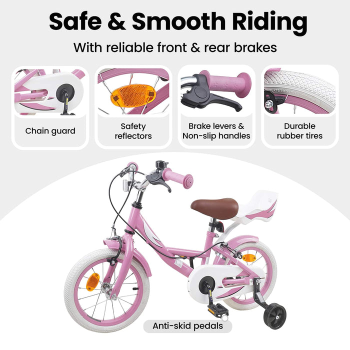 Bicicletă pentru Copii 16 Inci pentru 4-6 ani Roz deschis WALTI