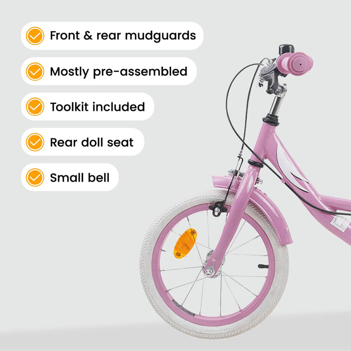 Bicicletă pentru Copii 16 Inci pentru 4-6 ani Roz deschis WALTI