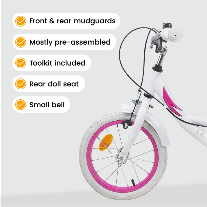 Bicicletă pentru Copii 14 Inci pentru 3-5 ani Alb WALTI