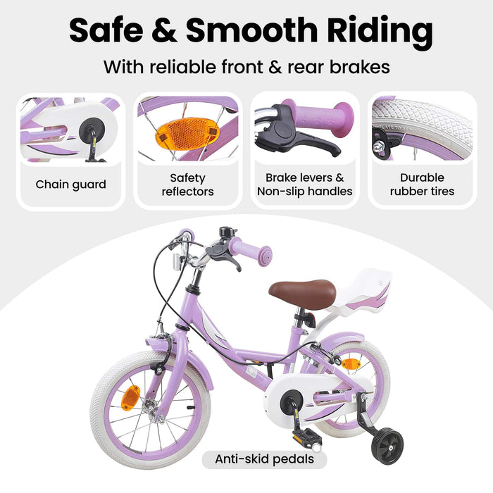Bicicletă pentru Copii 14 Inci pentru 3-5 ani Violet WALTI