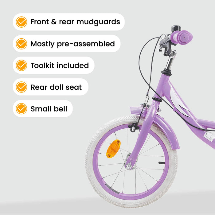 Bicicletă pentru Copii 14 Inci pentru 3-5 ani Violet WALTI